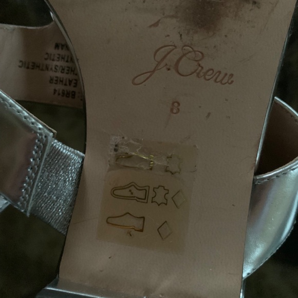 J Crew silver flat sandals with jewel feature - Picture 6 of 6